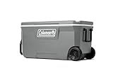 Coleman Classic Series Insulated Portable Rolling Cooler with Wheels, Leak-Resistant Outdoor Hard Cooler Keeps Ice up to 5 Days, 100-Quart