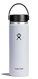 Hydro Flask Water Bottle - Insulated Stainless Steel - Wide Mouth Flex Lid, Non Spill, Leakproof and Refillable in 20 Oz
