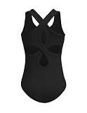 Zaclotre Girls Ballet Leotards Hollow Back Sleeveless Tank Kids Dance Leotard One Piece Outfits Black 4-5Y
