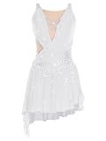 Winnrchan Women Figure Skating Dress Lyrical Dance Dress White Small