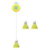 Badminton Training Tool for Solo Practice, Racket with Stable Suction Base, high-Strength Elastic Rope, Improves Skills for Children, and Adults, Suitable for Indoor and Outdoor Exercise.