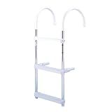DotLine Boat Aluminum 3 Step Ladder – Folding Gunwale Hook Design, 11" Wide Hooks, Non-Marking Support Legs, 250 lb Capacity – Durable Marine Boarding Solution