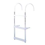 DotLine Boat Aluminum 3 Step Ladder – Folding Gunwale Hook Design, 11" Wide Hooks, Non-Marking Support Legs, 250 lb Capacity – Durable Marine Boarding Solution