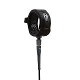 FCS 8' All Round Essential Surfboard Leash - Black | Lightweight & Durable 8ft Surf Leash for 2-8ft Waves, in-Cuff Silicone Grip, Comfortable and Supportive Ankle Strap, Easy-Release Tab