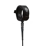 FCS 6' All Round Essential Surfboard Leash - Black | Lightweight & Durable 6ft Surf Leash for 2-8ft Waves, in-Cuff Silicone Grip, Comfortable and Supportive Ankle Strap, Easy-Release Tab