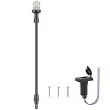 Obcursco Boat Stern Lights, Telescoping Pole 27"-48" LED Anchor Light with Base, 12V Adjustable 3NM 360° Navigation Lighting for Pontoon, Yacht, Bass, and Fishing Boats (27"-48", Black)