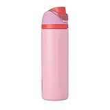 Owala FreeSip Insulated Stainless Steel Water Bottle with Straw for Sports and Travel, BPA-Free Sports Water Bottle, 24 oz, Pink, Angel Food Cake