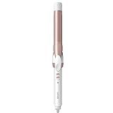 Conair Double Ceramic 1-Inch Curling Iron, Classic Curls for All Hair Types, 30 Heat Settings up to 400°F, Dual Voltage, Auto-Off, White/Rose Gold, CD701GNR