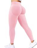 Butt Lifting Gym Workout Leggings for Women Tummy Control High Waisted Scrunch Butt Seamless Impact Sports Yoga Pants Pink-S