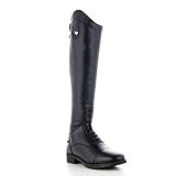 HORZE Rover Women's Synthetic Leather Classic Tall Field Riding Boots | Water-Resistant with Laces and Rear Zipper - Black - 7.5R