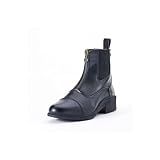 Ovation Women's Lightweight Stylish Equestrian Horse Riding Ankle Length Synthetic Vega Leather Quantum Zip Paddock Boots, Black, Size 7.5