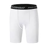 HYCOPROT Men’s Compression Shorts Spandex Sports Underwear Athletic Performance Baselayer Workout Running Active Tights White