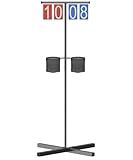 Queension Manual Flip Scoreboard with Stand, Cornhole Scoreboard with Drink Holder for Cornhole Accessories, Basketball Score Keeper, Scoring Board for Pickleball/Tennis/Badminton/Sports, Black