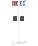 Queension Manual Flip Scoreboard with Stand, Cornhole Scoreboard with Drink Holder for Cornhole Accessories, Basketball Score Keeper, Scoring Board for Pickleball/Tennis/Badminton/Sports, White