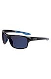 Columbia Men's Sunglasses BURR - Shiny Black & Blue with Polarized Blue Mirror Lens