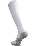CWVLC Soccer Socks Mens Womens Rugby Sport Softball Team Athletic Knee High Long Tube Cotton Compression Socks White Large (10-13 Women/8-12 Men)