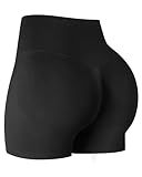 ATHVOTAR Workout Gym Shorts Women, High Waisted Seamless Butt Lifting Scrunch Butt Sports Shorts Black S