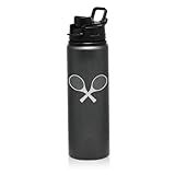 25 oz Water Bottle Sports Travel Mug Gift Tennis Raquets (Charcoal)