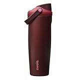 Owala FreeSip Sway Insulated Stainless Steel Water Bottle with Two-Way Spout, Built-In Straw and Bucket Handle, Made for Travel, School, and Sports, 30oz, BPA Free, Leak Proof, Black Cherry