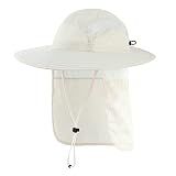 Home Prefer Mens UPF 50+ Sun Protection Cap Wide Brim Fishing Hat with Neck Flap (Ivory)