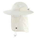 Home Prefer Mens UPF 50+ Sun Protection Cap Wide Brim Fishing Hat with Neck Flap (Ivory)