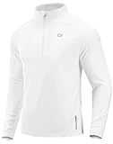G Gradual Men's Running Shirts Long Sleeve Athletic Shirt Lightweight Quick Dry Quarter Zip Pullover for Men Workout Gym Golf(White,XL)