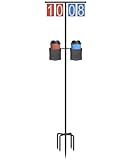 Queension Manual Flip Scoreboard with Stand, Cornhole Scoreboard with Drink Holder for Cornhole Accessories, Score Keeper with Prongs Base, Scoring Board for Pickleball/Tennis/Badminton, Black