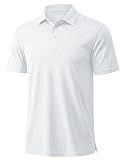 MAGCOMSEN Men's Polo Shirts Short Sleeve Golf Quick Dry Collared Moisture Wicking Athletic Performance Polos White L