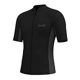GoldFin Men Wetsuit Top, Mens Short Sleeve Wet Suit Neoprene Jacket 2mm Front Zipper Wetsuits Shirt Cold Water Swim Scuba Diving Surfing Snorkeling, Black,Large