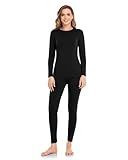 WEERTI Thermal Underwear for Women Long Johns with Fleece Lined Base Layer Women Cold Weather Top Bottom Black