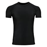 Roar BJJ Kid's MMA Rash Guard Training No-Gi and Gi Jiu Jitsu Rashguard MMA Grappling Compression Shirts Wrestling (US, Alpha, Large, Regular, Black-HS)