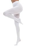 CozyWow Women's 80D Soft Opaque Tights, High Waist Solid Color Womens Tights with 30+ Colors(XS, White)