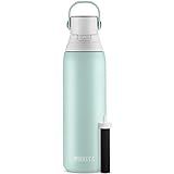 Brita Insulated Filtered Water Bottle with Straw, Reusable, Christmas Gift and Stocking Stuffer For Men and Women, Stainless Steel Metal, Glacier, 20 Ounce