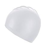 UTTPLL Silicone-Waterproof-Swimming-Durable-Non-Slip Unisex Adult Swim Cap Swimming Hat Men Women Long Hair Pool Cap Elastic Comfortable Bathing Cap White