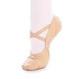 TXJ Sports Ballet Shoes for Women Girls, Women's Ballet Slipper Canvas Dance Shoes Split Sole Yoga Dance Flats Apricot
