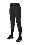 Alleson Athletic Women's Standard Fastpitch/Softball Belt Loop Pant – Stretch Fabric, Moisture-Wicking, and Pro-Style Fit, Black, Medium