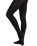 Wikoan Women's Ballet Tights Ultra Soft Dance Tights Studio Basics Leggings Footed Dance Tight for Women Black,Small-Medium