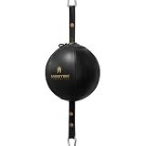 Meister SpeedKills Double-End Leather Speed Bag w/Bungees & Lightweight Latex Bladder - Black - Large (9.0")