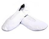 Toddler & Kids White Gymnastic Shoes - Trampoline Shoes Gymnastics - Tumbling Shoes - Agility Gym Shoes Goat Leather Slip-on Rubber Sole, White, 10 Toddler