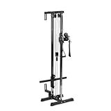 Titan Fitness 80.5" Short Wall Mounted Pulley Tower, 350 LB Capacity Plate-Loaded Cable Machine, Adjustable Trolly Height, Standard & Olympic Plate Compatibility, Dual D-Handles Included