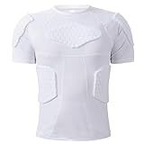 Zicac Men's Padded Compression Shirt 6 Pads Football Rib Protectors Chest Rib Protective Gear Heart Rash Guards for Football Baseball Paintball