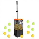 Flycoop Pickleball & Tennis Ball Picker Upper, Ball Collector Hopper Holds 60 Tennis Balls or 50 Pickleballs, Adjustable 48–112cm Handle, Heavy-Duty Spring Ball Retriever for Training & Court Practice