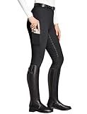 FitsT4 Sports Women's Full Seat Riding Tights with Zipper Pockets Horseback Riding Pants Equestrian Breeches for Women Black M