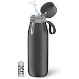 PHILIPS Water Bottle with Filter, Filter Water Bottle Stainless Steel with GoZero Everyday BPA-Free Tap Water Filter, Water Filter Bottle Keep Drink Cold 24 Hours, 1 Filter for 40 gal / 2 Months