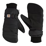 Carhartt Women's Waterproof Insulated Quilted Knit Cuff Mitten, Black, Small