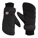 Carhartt Women's Waterproof Insulated Quilted Knit Cuff Mitten, Black, Small