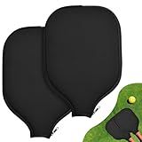 2 Pcs Pickleball Paddle Covers, Universal Case Size - 8.6 x 12.2 inches Zippered Racket Sleeve, Durable Neoprene Paddle Cover, Paddle Storage Bag for Most USAPA Standard (Black) (Black) (Black)