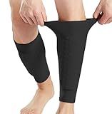2 Pack Soccer Shin Guards Soccer Adult, Soccer Shin Guards for Kids Soccer Shin Pad with Honeycomb Pads, Shin Defender Shin Guard Sleeves, Ski Shin Guards Ski Shin Pads (Black, Large)