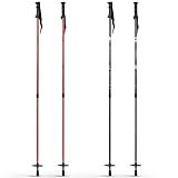 VioraWhite 4 Pack Adjustable Ski Poles for Downhill Skiing Lightweight Aluminum Ski Poles for Adults Men Women (78-135 cm/ 31-53 Inch) (Black,Red)