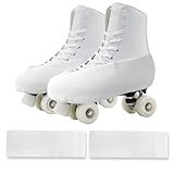 IFOYO Ice Skate Boot Covers for Roller Skates, Easy-on Easy-Off Roller Skating Accessories for Figure, Speed and Recreational Skating, Washable Skatings Covers for Youth and Adults, White, M (1 Pair)